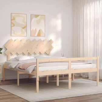 Seniorenbed met hoofdbord massief hout 160x200 cm 3
