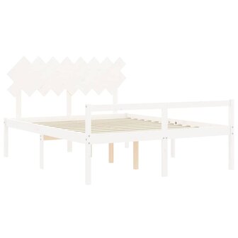 Seniorenbed met hoofdbord massief hout wit 160x200 cm 5