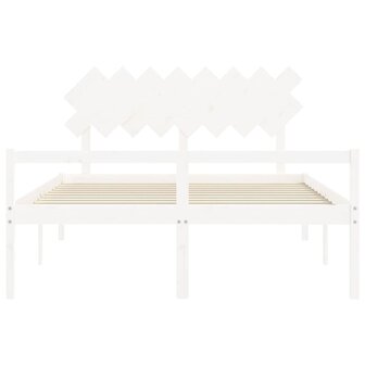 Seniorenbed met hoofdbord massief hout wit 160x200 cm 6