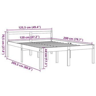 Seniorenbed massief grenenhout wasbruin 120x200 cm 9