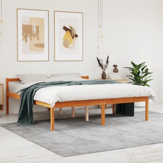 Seniorenbed massief grenenhout wasbruin 150x200 cm 1