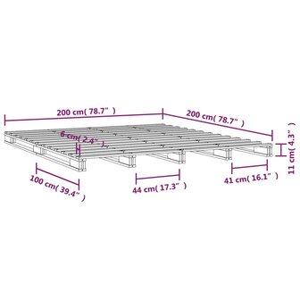 Palletbed massief grenenhout 200x200 cm 8