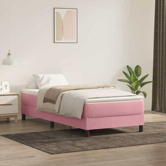 Boxspring zonder matras fluweel roze 100x220 cm 1