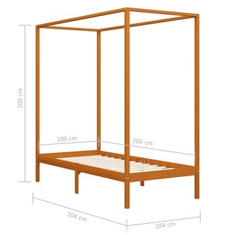 Hemelbedframe massief grenenhout honingbruin 100x200 cm 7