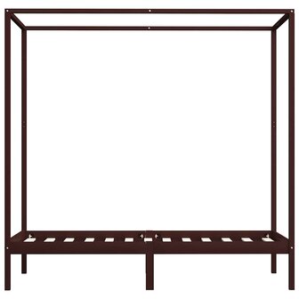 Hemelbedframe massief grenenhout donkerbruin 100x200 cm 4