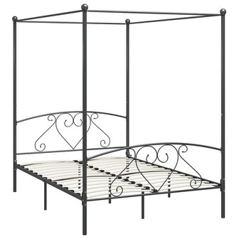 Hemelbedframe metaal grijs 160x200 cm  2