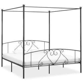 Hemelbedframe metaal grijs 200x200 cm  1