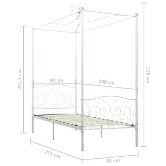 Hemelbedframe metaal wit 90x200 cm 5