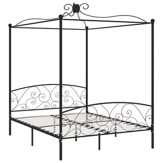 Hemelbedframe metaal zwart 160x200 cm 2