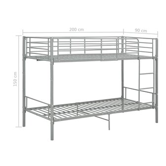 Stapelbed metaal grijs 90x200 cm 8
