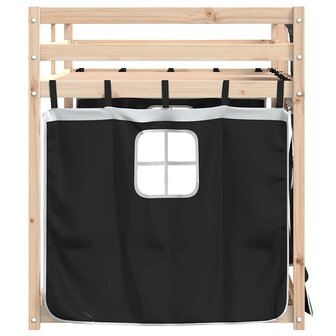 Stapelbed met gordijnen 80x200 cm grenenhout wit en zwart 6