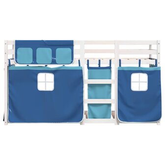 Stapelbed met gordijnen 80x200 cm massief grenenhout blauw 5