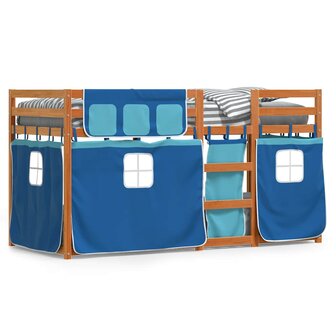 Stapelbed met gordijnen 80x200 cm massief grenenhout blauw 4