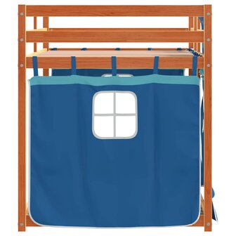 Stapelbed met gordijnen 80x200 cm massief grenenhout blauw 6