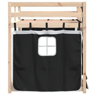 Stapelbed met gordijnen 90x200 cm grenenhout wit en zwart 6