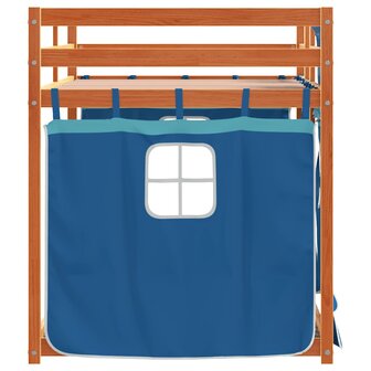 Stapelbed met gordijnen 90x190 cm massief grenenhout blauw 5