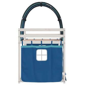 Stapelbed met gordijnen 80x200 cm massief grenenhout blauw 6