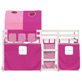 Stapelbed met gordijnen 80x200 cm grenenhout roze 5