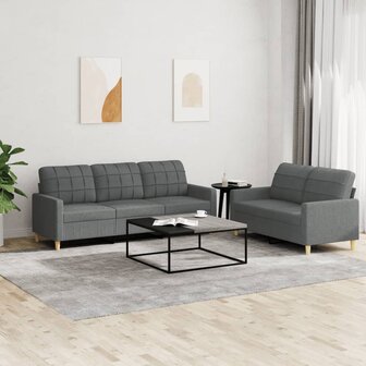 2-delige Loungeset met kussens stof donkergrijs 1