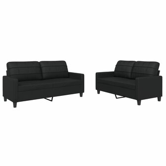 2-delige Loungeset met kussens kunstleer zwart 2