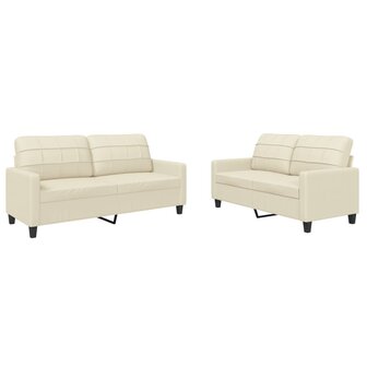 2-delige Loungeset met kussens kunstleer cr&amp;egrave;me 2