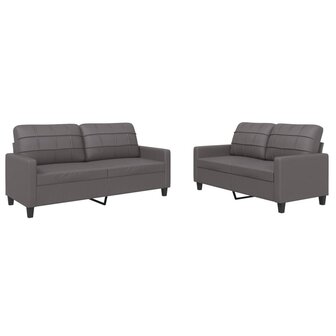 2-delige Loungeset met kussens kunstleer grijs 2
