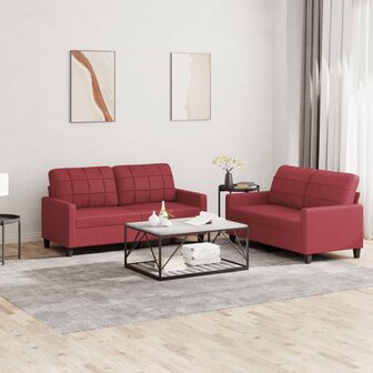 2-delige Loungeset met kussens kunstleer wijnrood 1