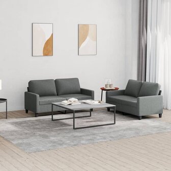 2-delige Loungeset met kussens stof donkergrijs 1