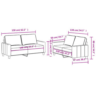 2-delige Loungeset met kussens stof taupe 6