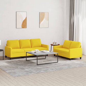2-delige Loungeset met kussens stof lichtgeel 1