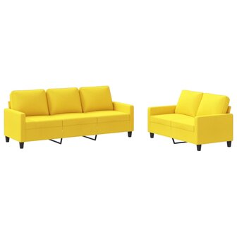 2-delige Loungeset met kussens stof lichtgeel 2