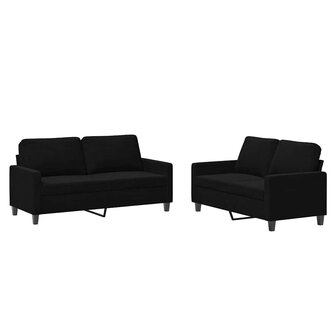 2-delige Loungeset met kussens fluweel zwart 2