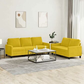 2-delige Loungeset met kussens fluweel geel 1
