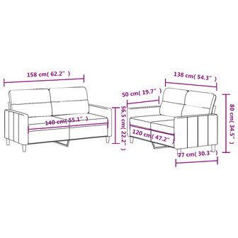 2-delige Loungeset met kussens stof lichtgrijs 6