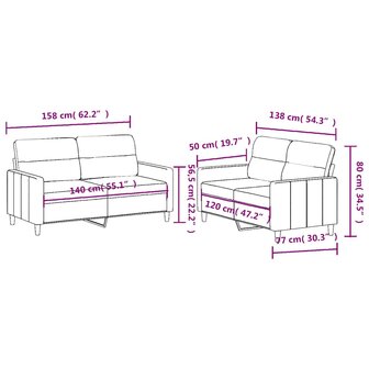 2-delige Loungeset met kussens stof cr&amp;egrave;mekleurig 6