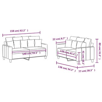 2-delige Loungeset met kussens stof donkergrijs 7