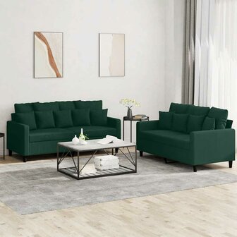 2-delige Loungeset met kussens fluweel donkergroen 1