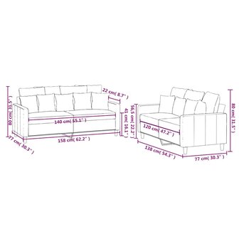 2-delige Loungeset met kussens fluweel geel 7
