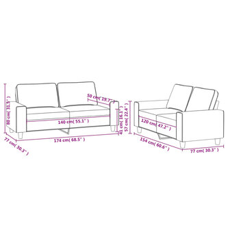 2-delige Loungeset stof lichtgeel 7