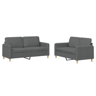 2-delige Loungeset met kussens stof donkergrijs 2