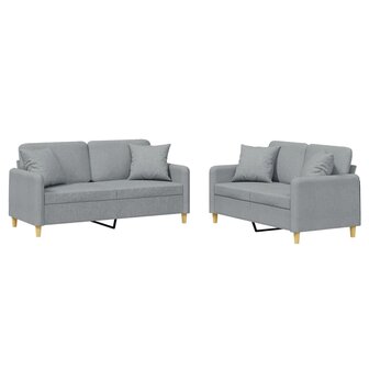 2-delige Loungeset met kussens stof lichtgrijs 2