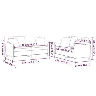 2-delige Loungeset met kussens stof lichtgrijs 9