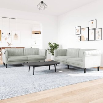 2-delige Loungeset fluweel lichtgrijs 1