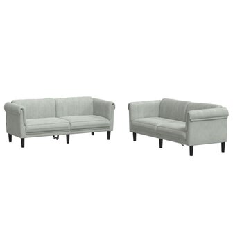 2-delige Loungeset fluweel lichtgrijs 2