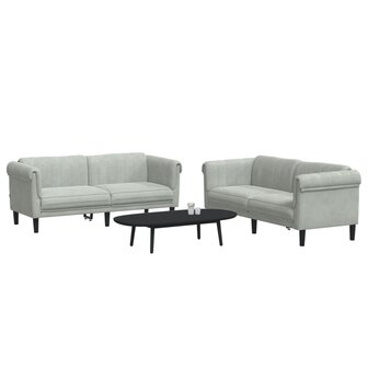 2-delige Loungeset fluweel lichtgrijs 3