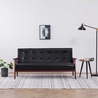 Driezitsbank kunstleer zwart 1