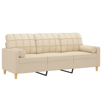Driezitsbank met sierkussens 180 cm stof cr&amp;egrave;mekleurig 3