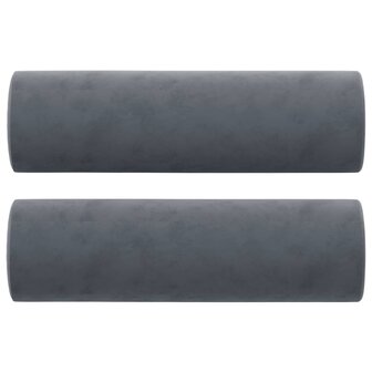 Driezitsbank met sierkussens 180 cm fluweel donkergrijs 5
