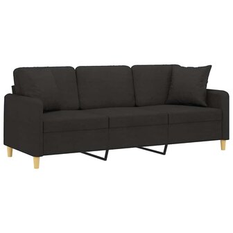 Driezitsbank met sierkussens 180 cm stof zwart 3