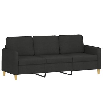 Driezitsbank met sierkussens 180 cm stof zwart 4